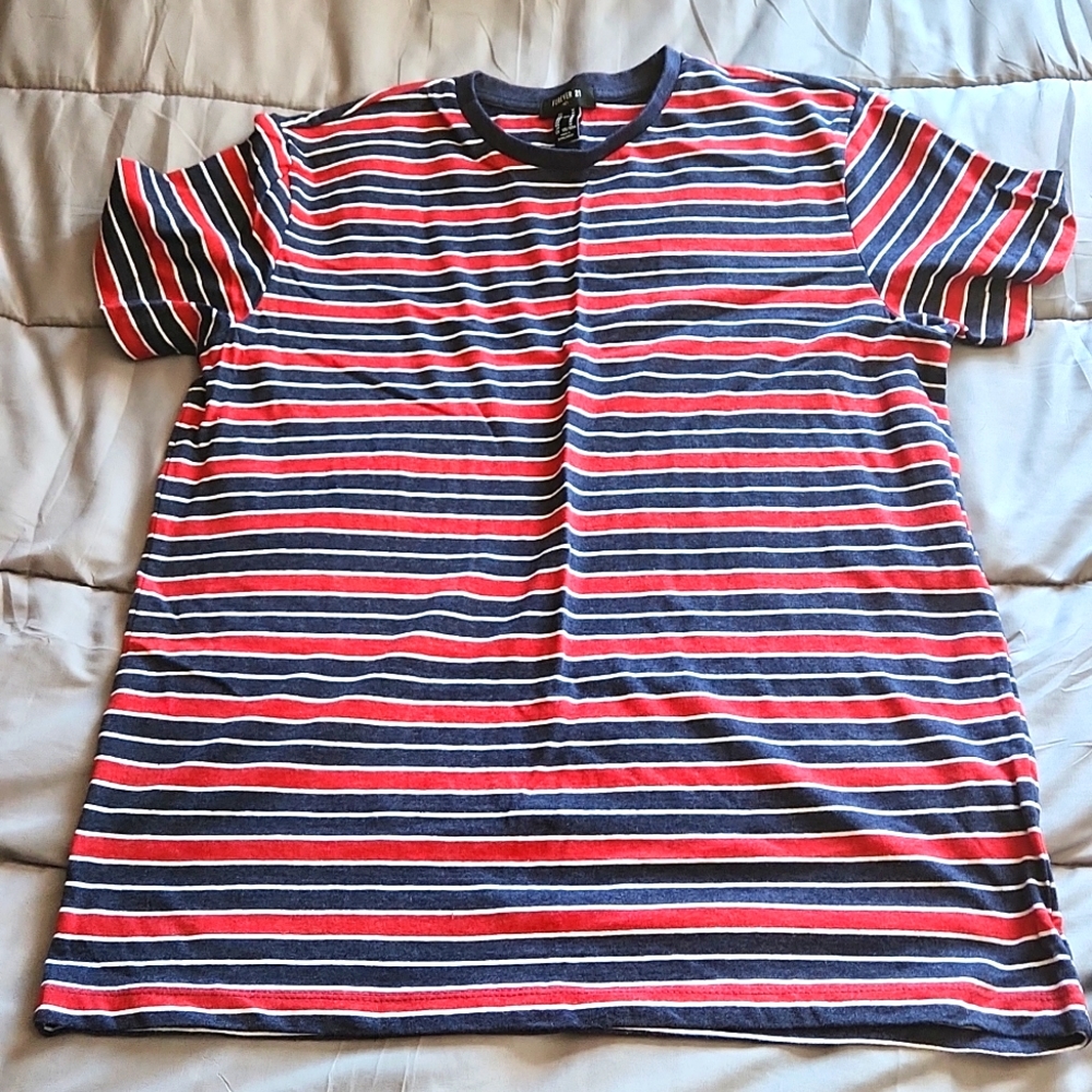 Forever 21 blue and red stripe shirt